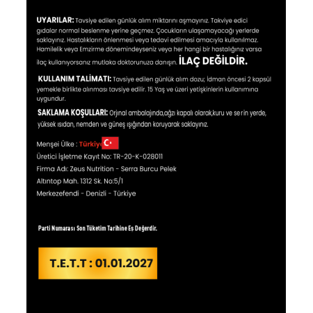 Zeus Nutrition Caffeine 100 Kapsül